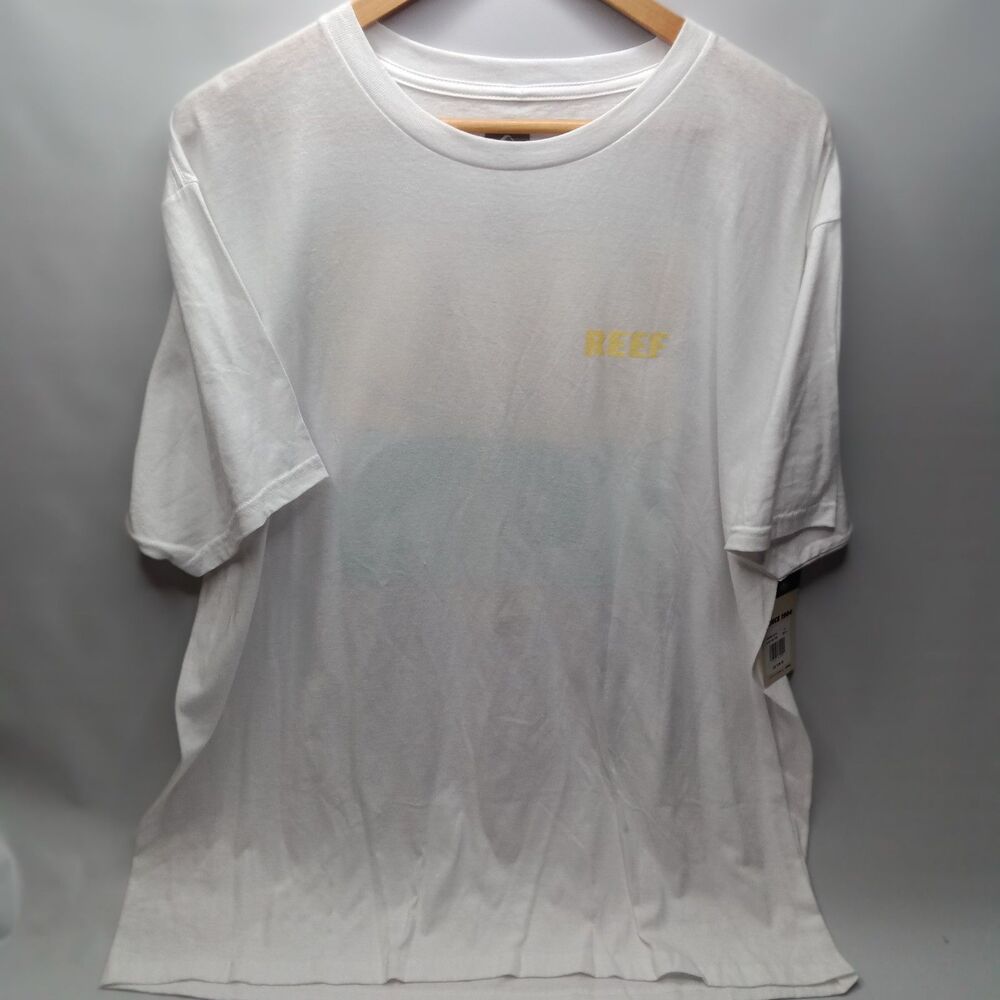 Reef Wave And Sun Graphic Print T-Shirt White Mens XL Joov S/S Tee
